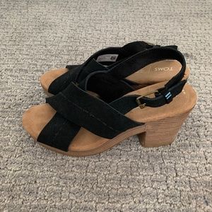 Toms Suede Heeled Sandals Size 8